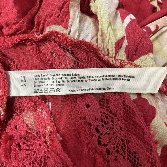 Intimately Free People Women's Small Red Floral Lace Trapeze Mini Dress - Picture 6 of 6